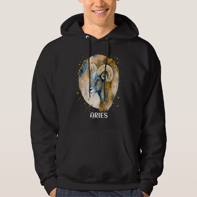 Sudadera Aries Ram Astrológico Rótulo Zodiaco De Fuego Gobe (Anverso)