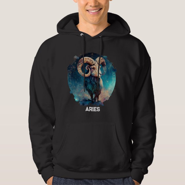 Sudadera Aries Zodiac Astrología Personalizada Ram Cumpleañ (Anverso)