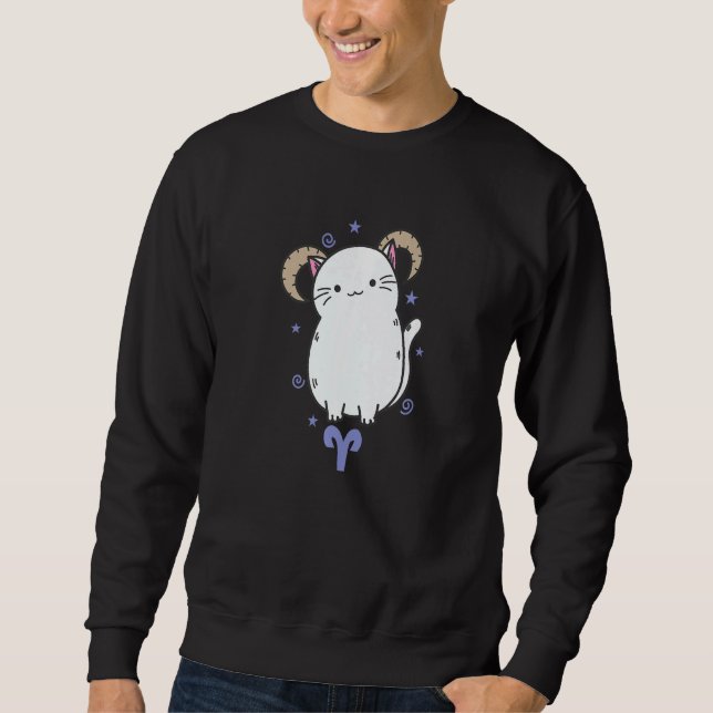 Sudadera Aries Zodiac Sign as a Cat Horoscope (Anverso)