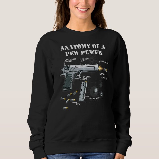 Sudadera Arma de ciencia de anatomía Pew Pewer Gun Gamer (Anverso)