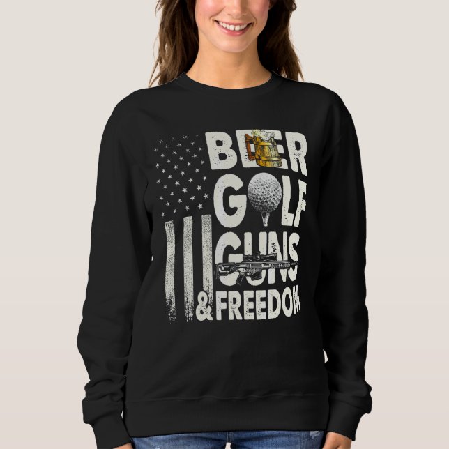 Sudadera Armas De Golf De Cerveza Y Beber Bandera Norteamer (Anverso)