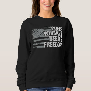 Sudadera Armas Whisky Cerveza y Bandera Americana Veterano 