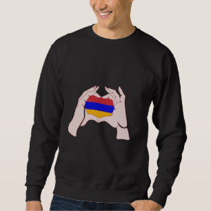 Sudadera Armenia: Rótulo de mano ama la bandera armenia Cor