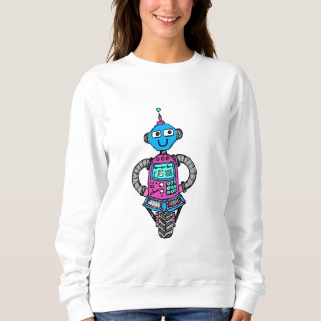 Sudadera Arnie Robot: rosa y azul (Anverso)
