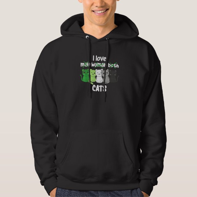 Sudadera Aromantic Flag Pride LGBTQ Cats cute Aromantic Cat (Anverso)