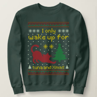 Sudadera Arriba por atún y Navidad – Gato divertido y feo d