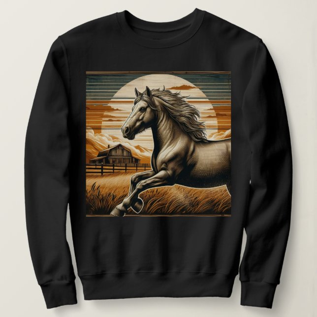 Sudadera Arroz/caballo vintage/occidente (Anverso del diseño)