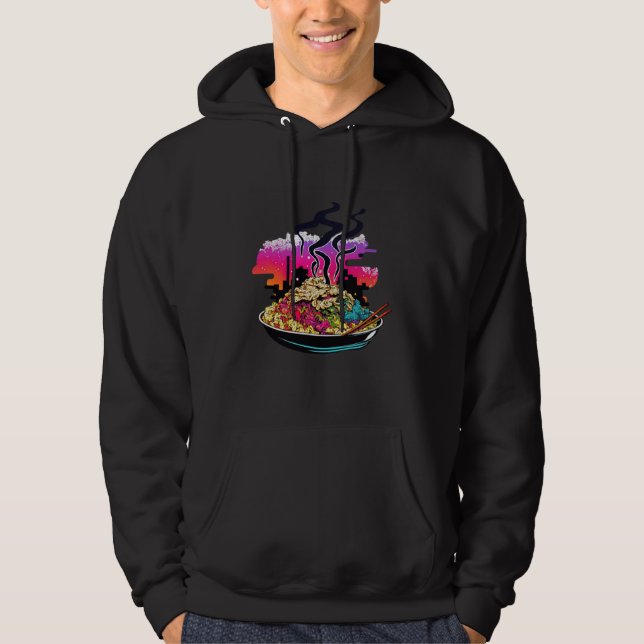 Sudadera Arroz Frito 80s Synthwave con Estética Retro (Anverso)