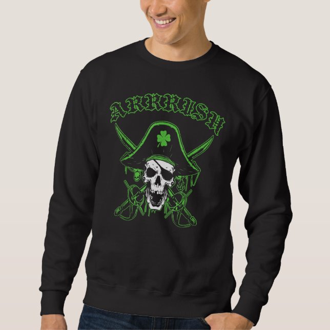 Sudadera Arrrish St Patrick's Day Irish Pirate Skull Shamro (Anverso)