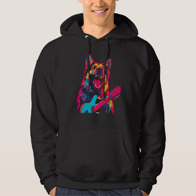 Sudadera Art German Shepherd Dog Guitarist (Anverso)