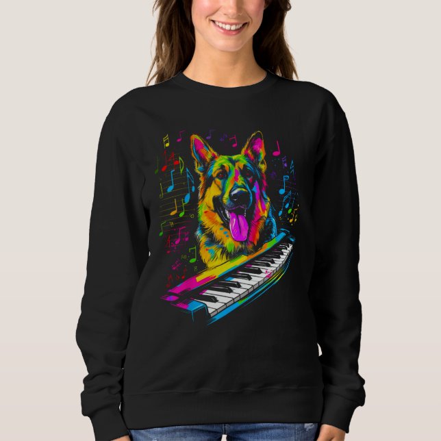 Sudadera Art German Shepherd Dog Piano Pianist (Anverso)
