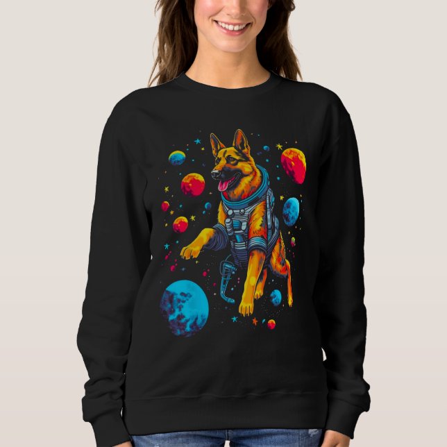 Sudadera Art German Shepherd Dog Space Planet (Anverso)