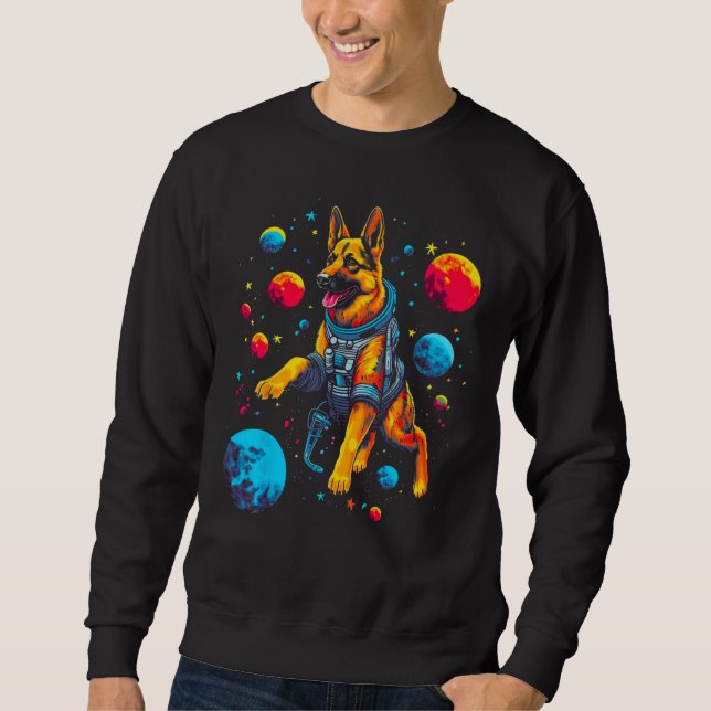 Sudadera Art German Shepherd Dog Space Planet (Anverso)