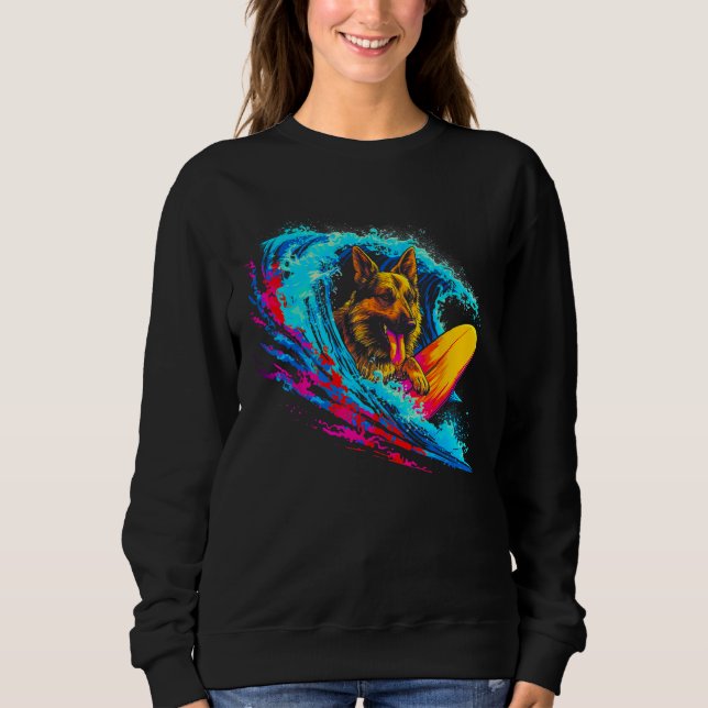 Sudadera Art German Shepherd Dog Wave Surf (Anverso)