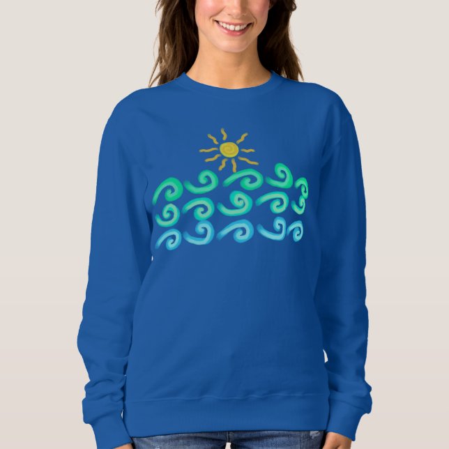 Sudadera Arte abstracto de sol y olas para llevar puesto (Anverso)