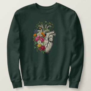 Sudadera Arte Botánico Vintage Corazón Anatómico Floral