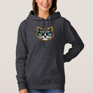 Sudadera Arte caótico femenino de gato con ojos extraños