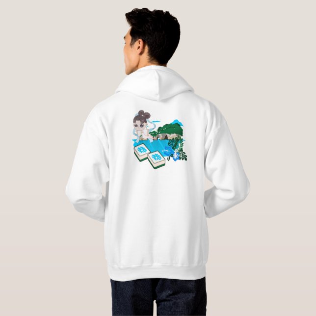 Sudadera Arte Chibi Mahjong Brisa Costera Celestial (Reverso completo)