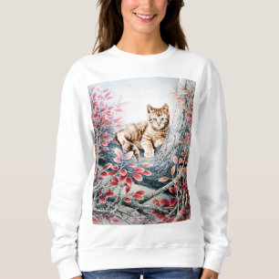 Sudadera Arte chino del gato en árbol
