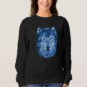 Sudadera Arte de acuarela de lobo azul para amigos de lobo