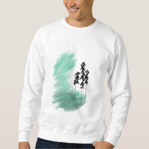Sudadera arte de árbol verde escandinavo simple moderno men