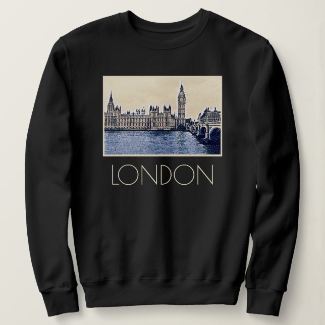 Sudadera Arte de Big Ben London Watercolor (Anverso del diseño)