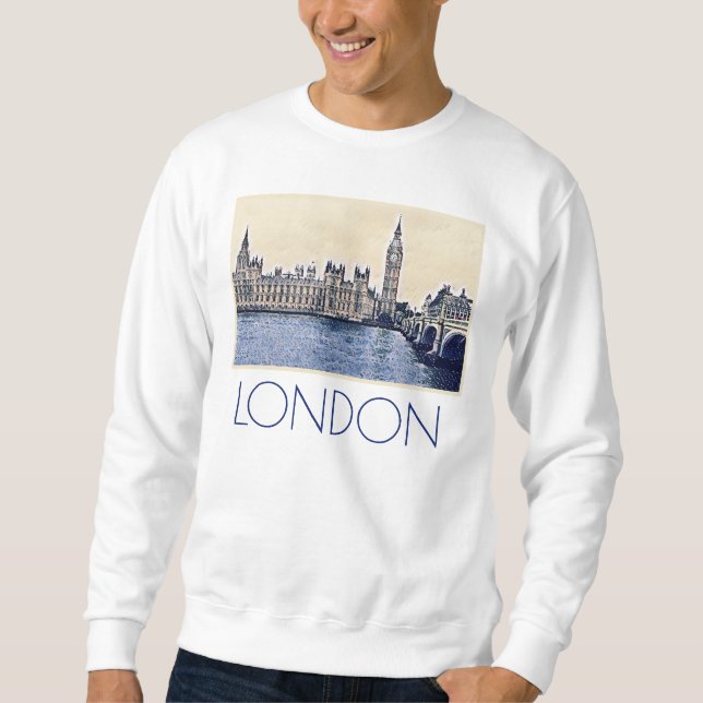 Sudadera Arte de Big Ben London Watercolor (Anverso)