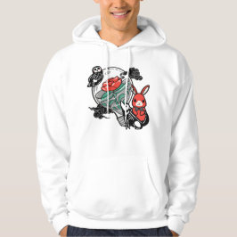 Sudadera Arte de Búho Esqueleto y Bombilla de Rosa Roja