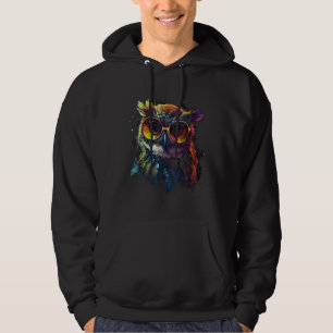 Sudadera Arte de búho Gafas de animal Ave colorida Búho