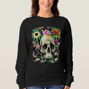 Sudadera Arte de calavera Flores de calavera Hongos Colecci