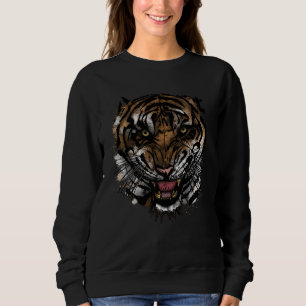 Sudadera Arte de Cara de Tigre Feroz Callejero Predador de