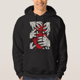 Sudadera Arte de Demonio Rojo Horror con Manos Cubriendo Ca