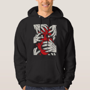 Sudadera Arte de Demonio Rojo Horror con Manos Cubriendo Ca