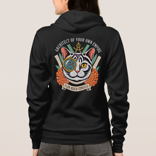 Sudadera Arte de Empoderamiento Tatuaje Tradicional Gato Mu (Reverso)