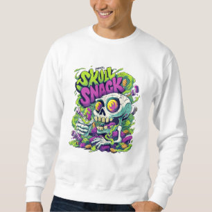 Sudadera Arte de esqueleto neón Snack de cráneo Comedia d