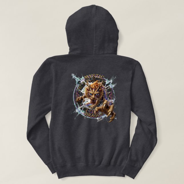 Sudadera Arte de fantasía del dragón de agua mística (Reverso del diseño)