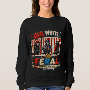 Sudadera Arte de fiesta patriota mapache rojo blanco y salv