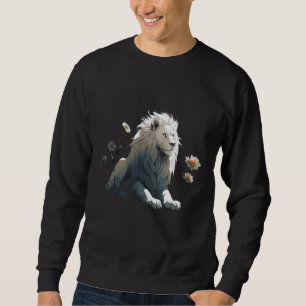 Sudadera Arte de Flor de León Blanco - Zoológico Animal Mot