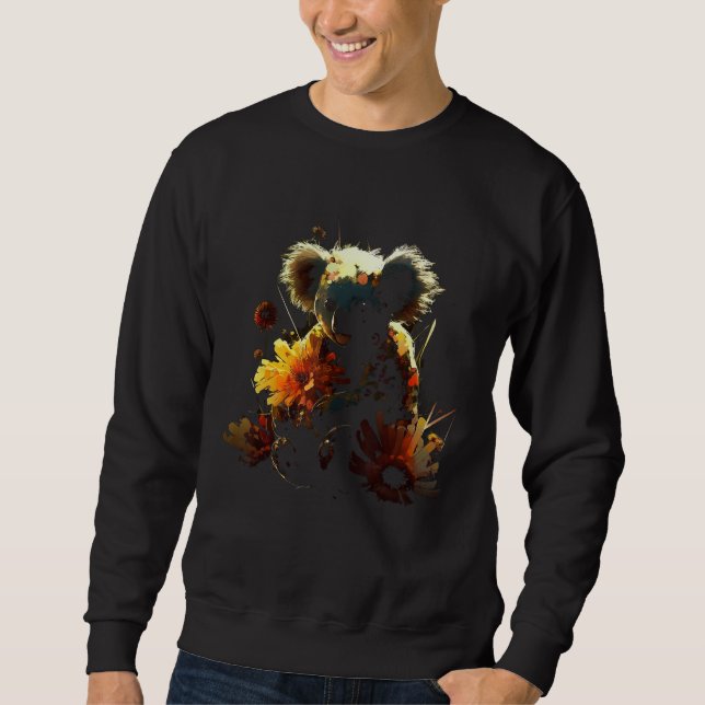 Sudadera Arte de flores de koala Animal koala (Anverso)