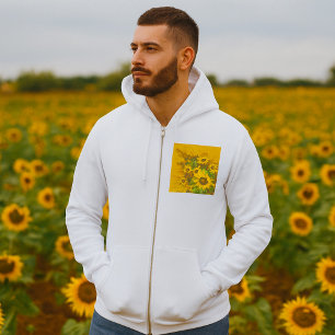 Sudadera Arte de girasol grunge negrita floral amarilla rús