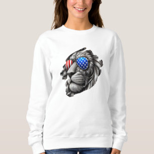 Sudadera Arte de león a escala de grises con gafas de sol c