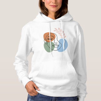Sudadera Arte de línea abstracta cara con estilo botánico