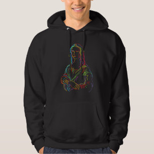 Sudadera Arte de línea abstracto de la Mona Lisa con neón