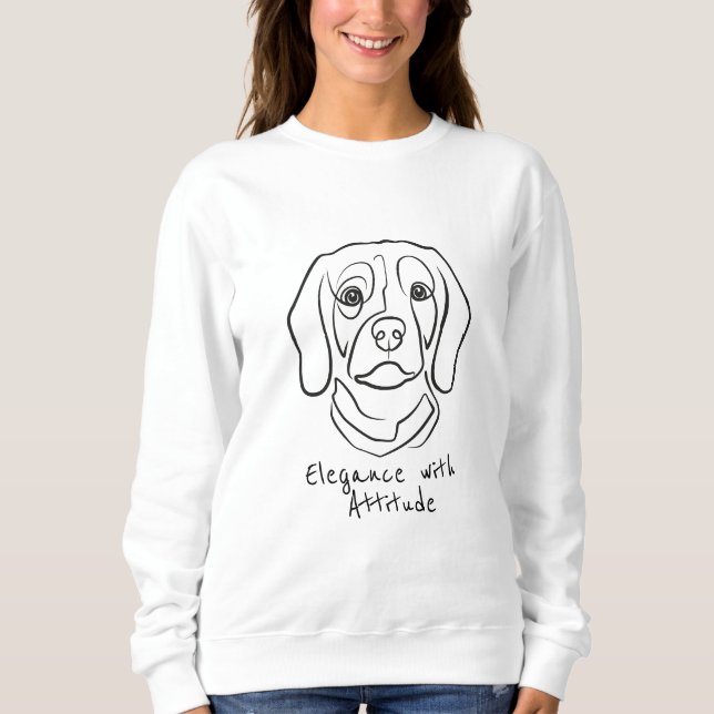 Sudadera Arte de línea de Beagle, Elegancia con Actitud (Anverso)