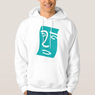 Sudadera Arte de línea de cara abstracta moderna en azul ve