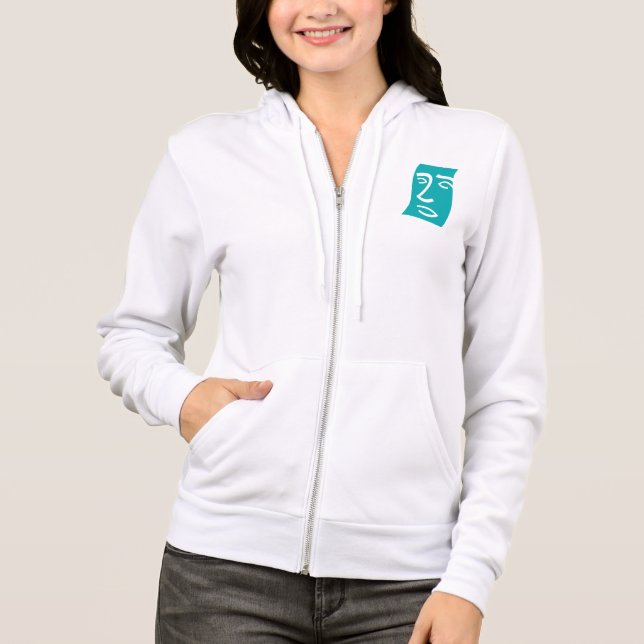 Sudadera Arte de línea de cara abstracta moderna en teal (Anverso)