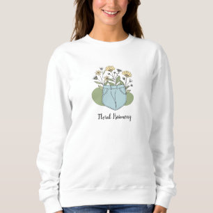 Sudadera Arte de línea de flores pastel elegantes, estética