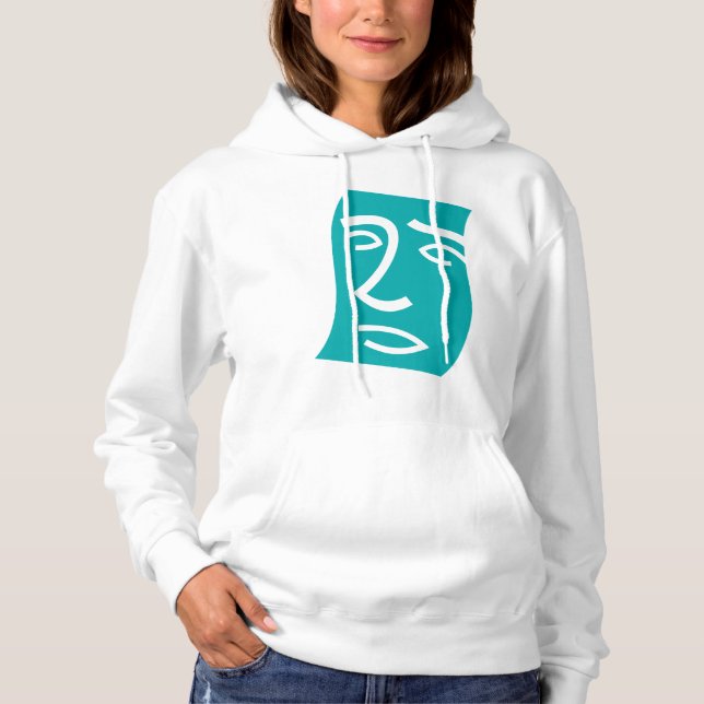 Sudadera Arte de línea de rostro abstracto moderno en verde (Anverso)