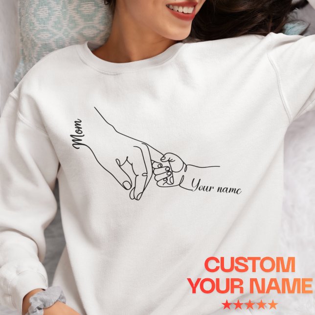 Sudadera Arte de línea personalizado de manos de mamá y niñ (Subido por el creador)