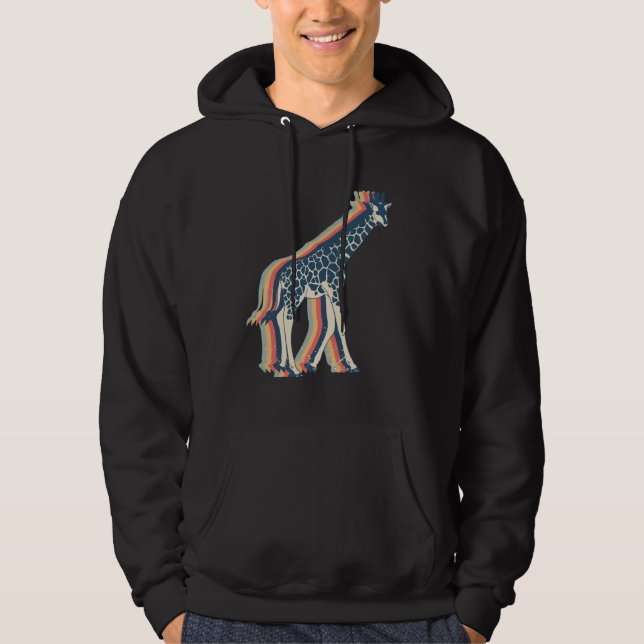 Sudadera Arte de línea retro de animal de jirafa (Anverso)